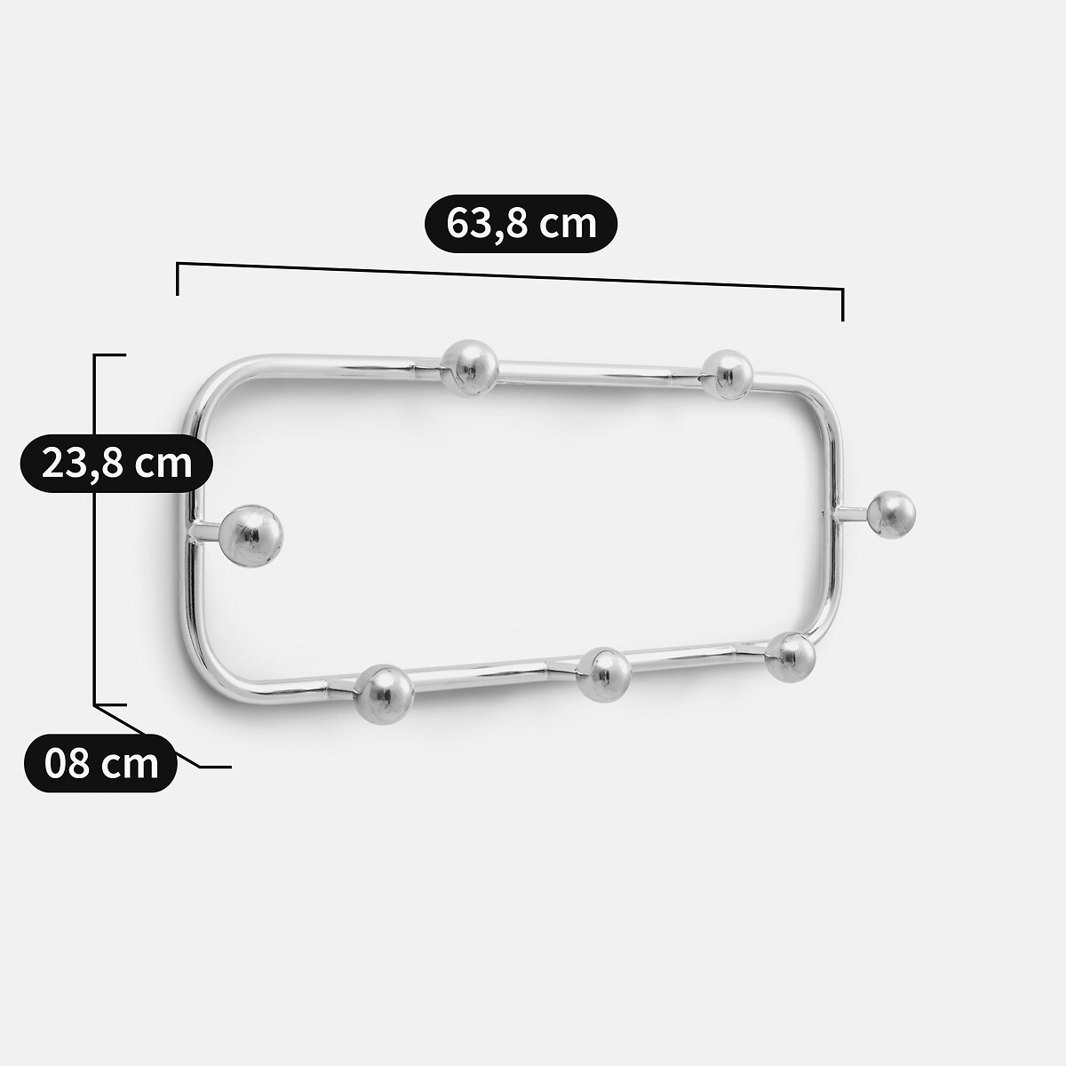 Cabideiro de parede design cromado com 7 cabides, GIORGIO cor cromo, LA REDOUTE INTERIEURS