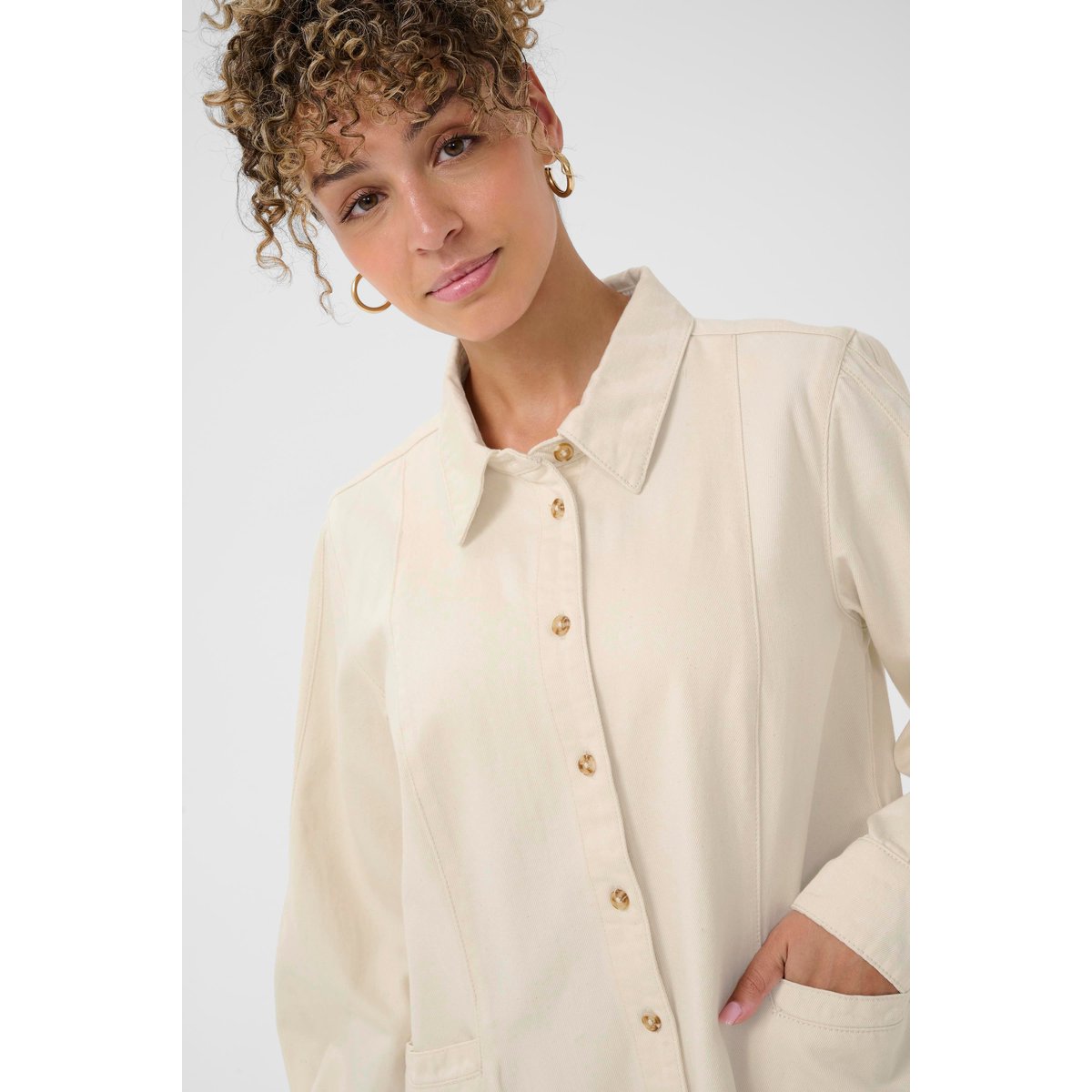 Robe en jean beige natural sand, CREAM