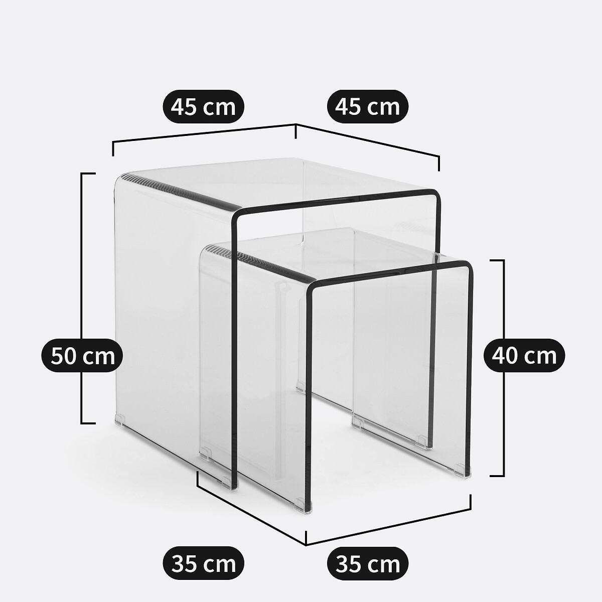 Set of 2 Joan Tempered Glass Nesting Side Tables transparent, LA REDOUTE INTERIEURS