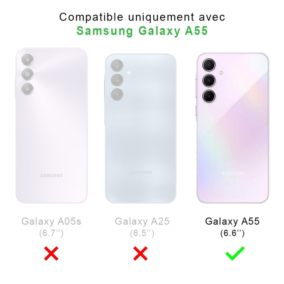 Coque Galaxy A55 antichoc + 2 vitres transparent, EVETANE