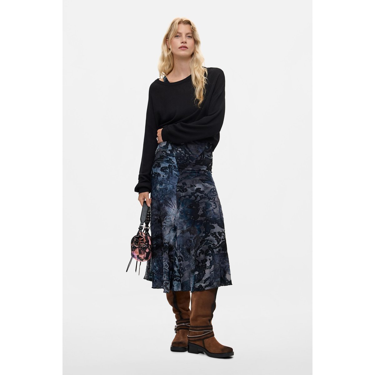 Robe à bretelles en maille bleu, DESIGUAL