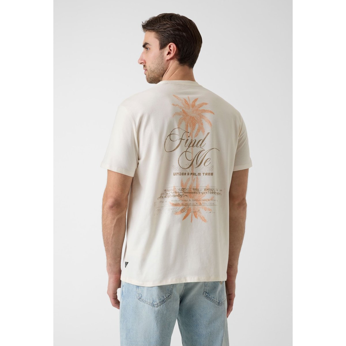 T-Shirt Avec Logo Imprimé crème, GUESS