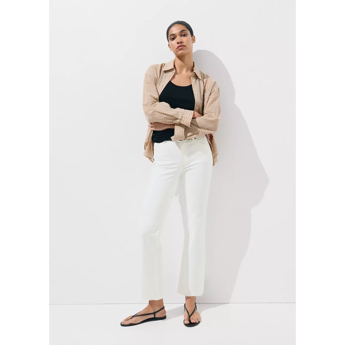 Jean Sienna flare crop blanc, MANGO