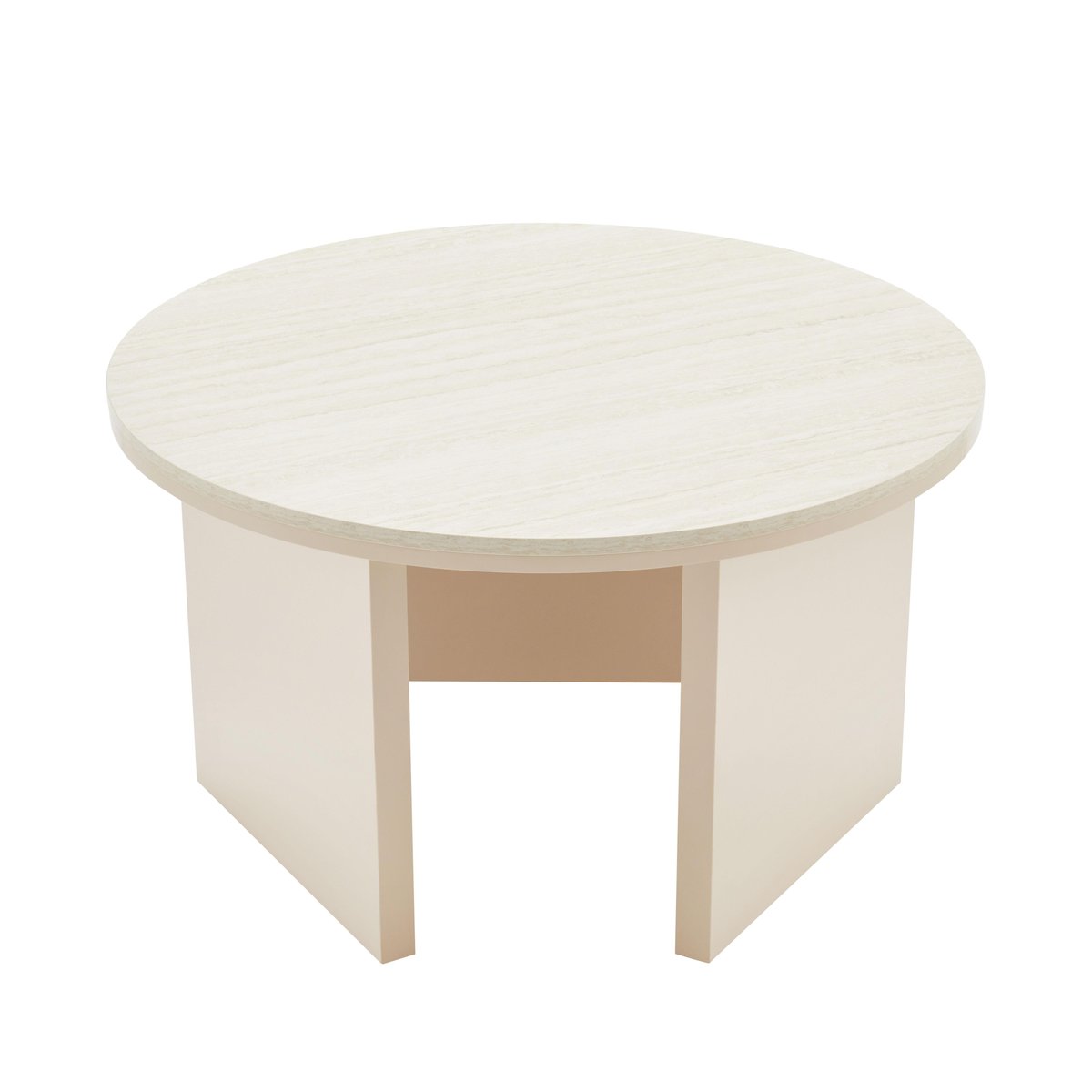 Table basse FSC ronde 80 cm, BONNY crème, OVIALA