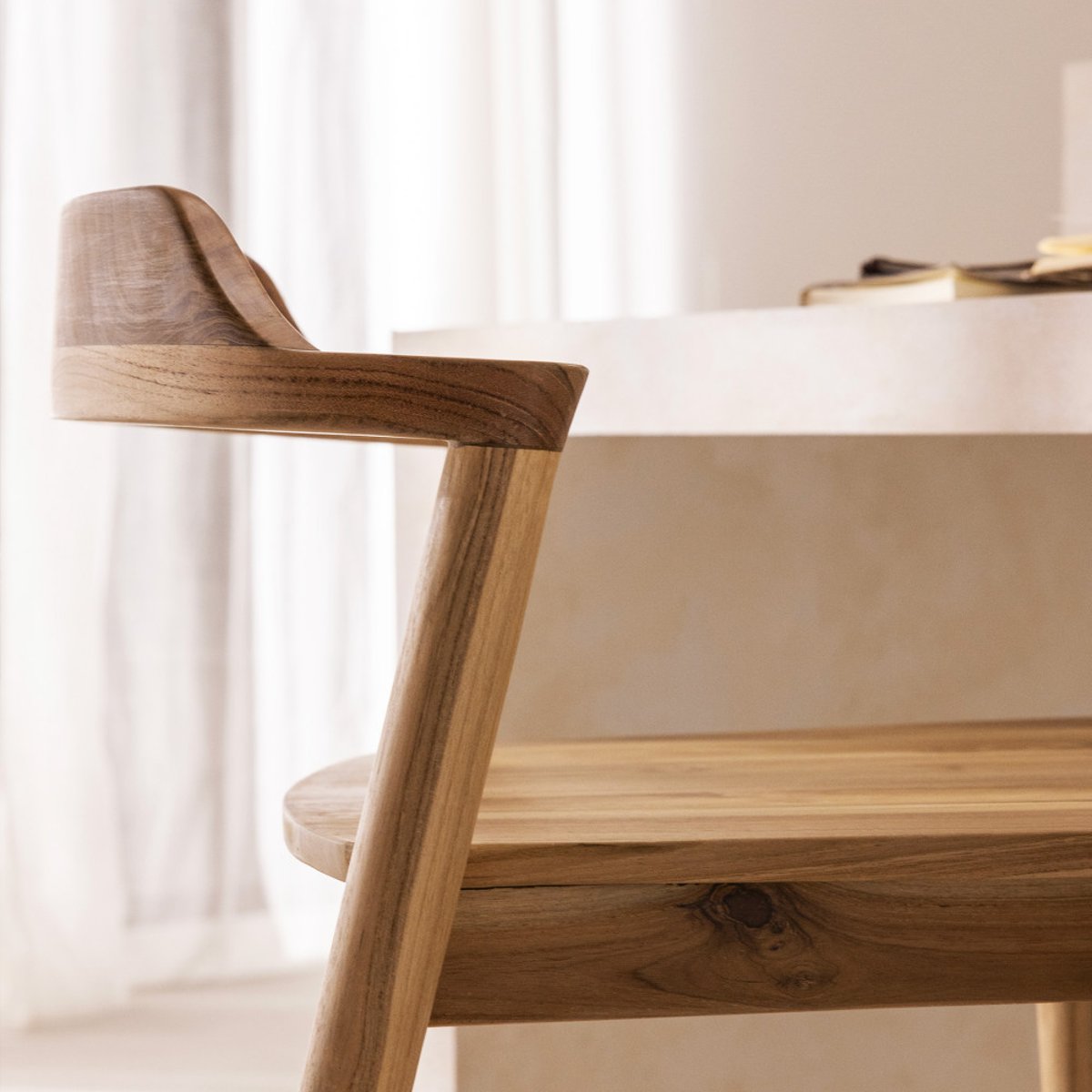 Lot de 2 chaises de bar en teck H75cm- JOKO bois, DRAWER