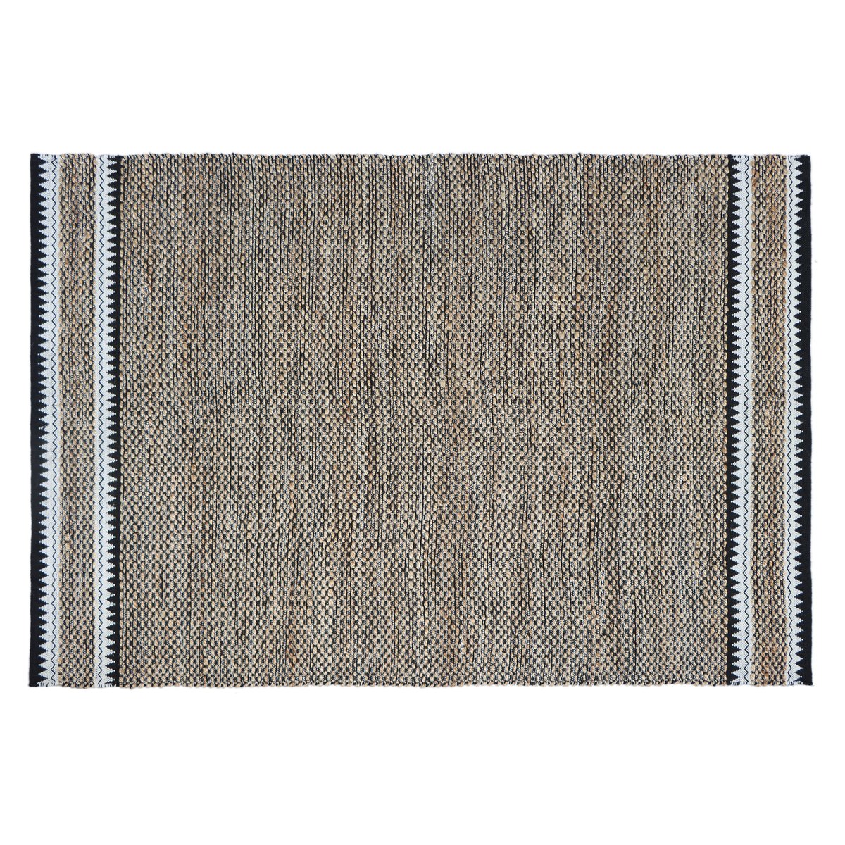 Tapis en jute tressé, MATAM naturel, noir, INSPIRE
