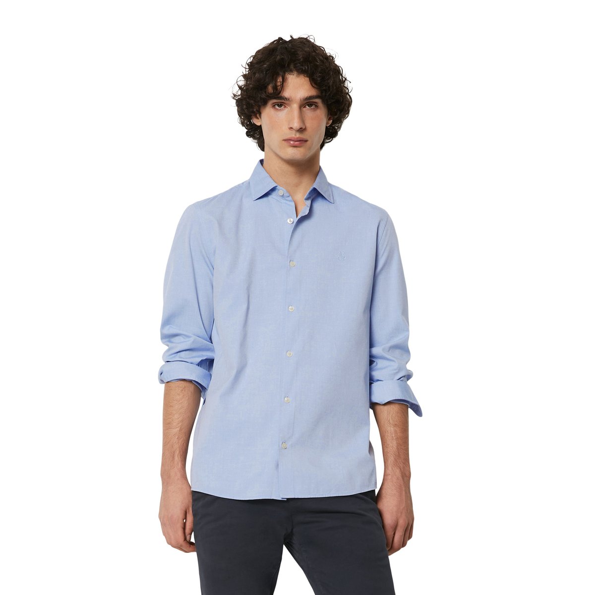 Chemise shaped en pur coton bio bleu, MARC O'POLO
