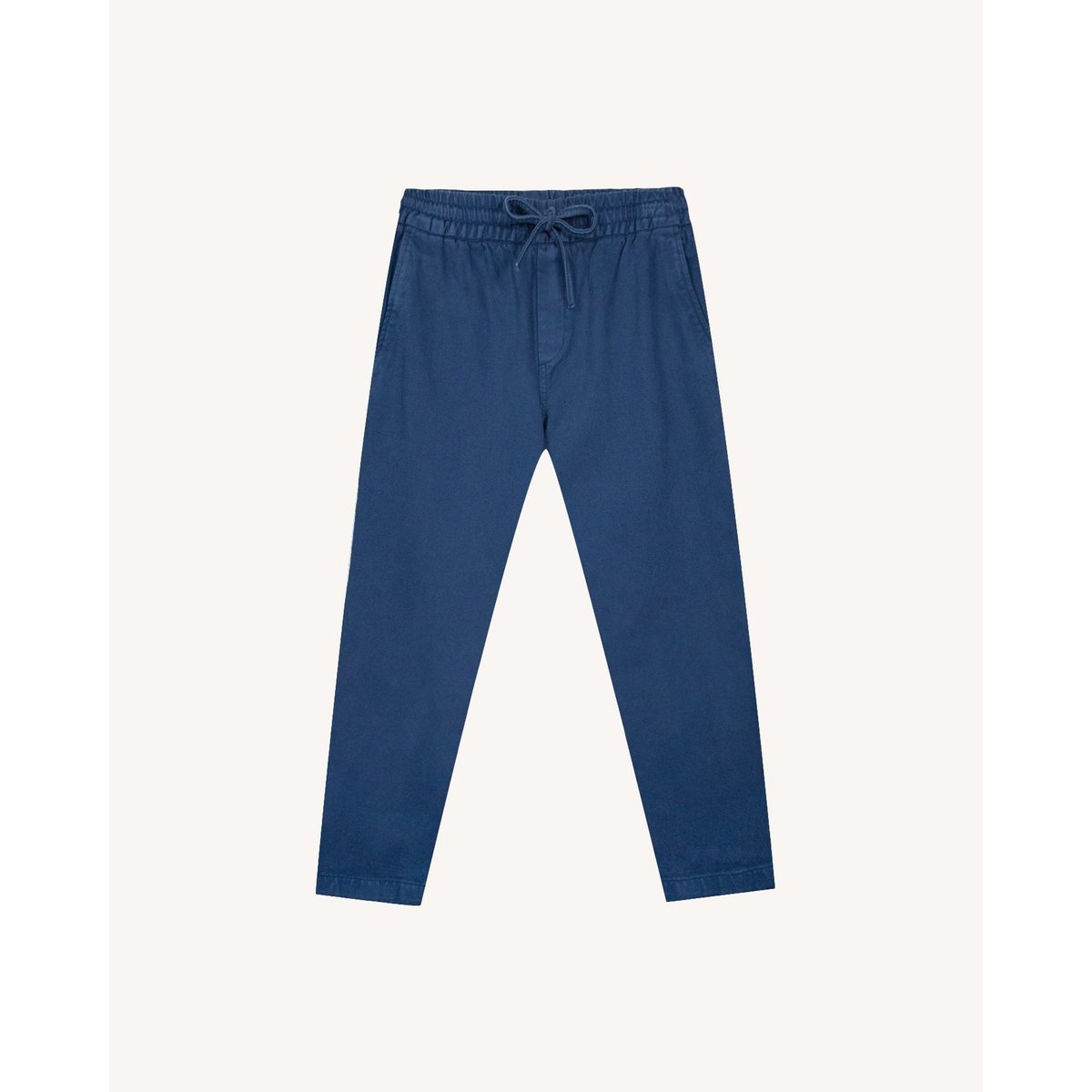 Pantalon élastique en tissu sergé bleu foncé, FAGUO