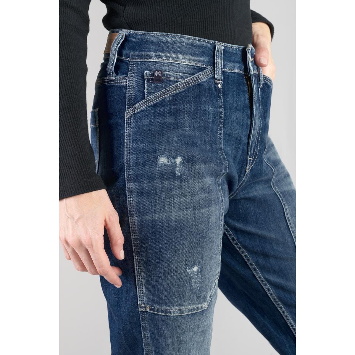 Jeans loose, large 400/60 girlfriend , 7/8ème blue, LE TEMPS DES CERISES