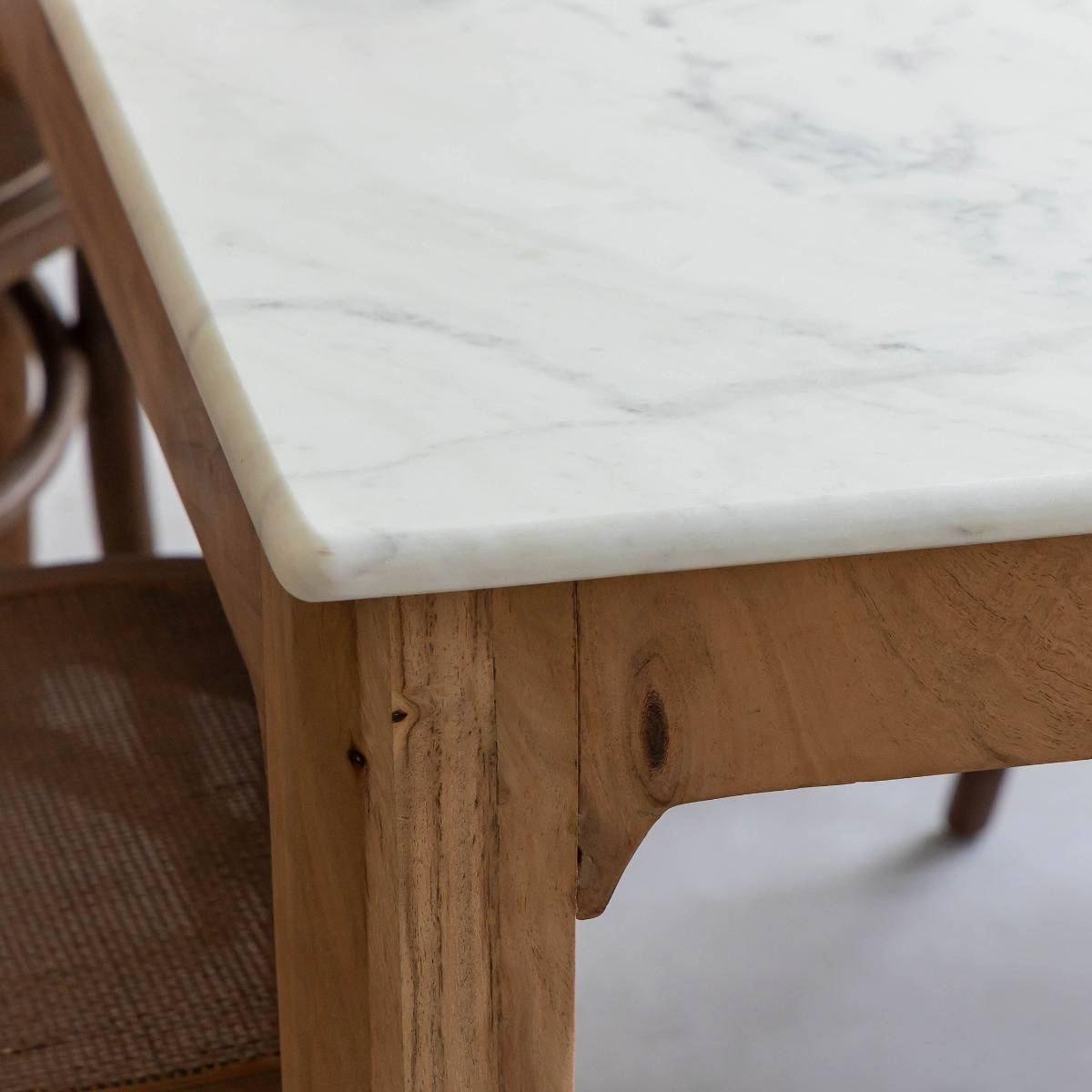 Table à manger en bois de manguier ARTHURO blanc, MADE IN MEUBLES