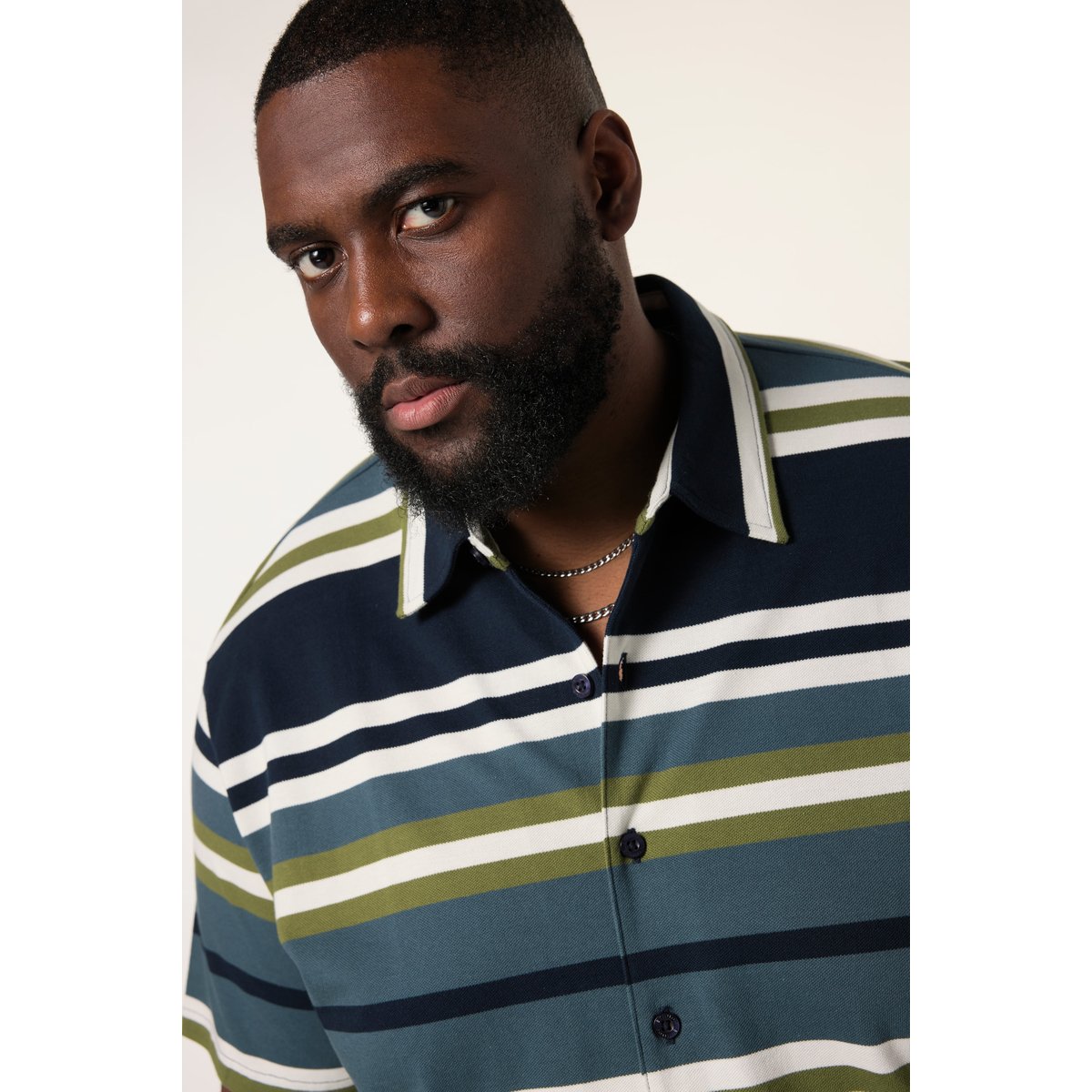 Chemise à rayures, tissu piqué bleu marine, STHUGE