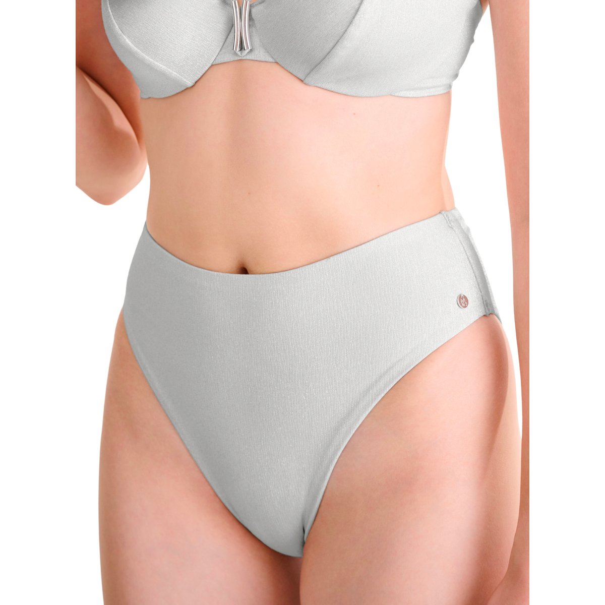 Bas maillot slip de bain échancré taille haute BLUE LAGOON argent, LISCA