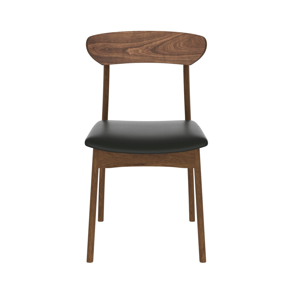 Lot de 2 chaises en cuir synthétique - LANA noir et bois foncé, MAISON PAVANE