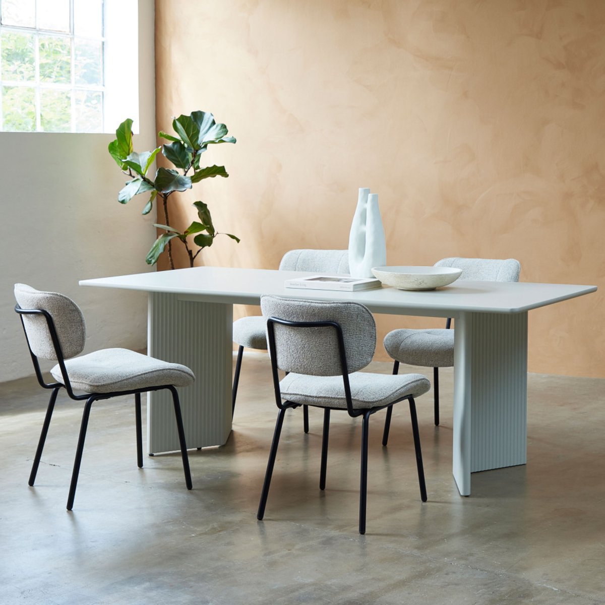 Table à manger 6 personnes en bois- JURA grège, DRAWER