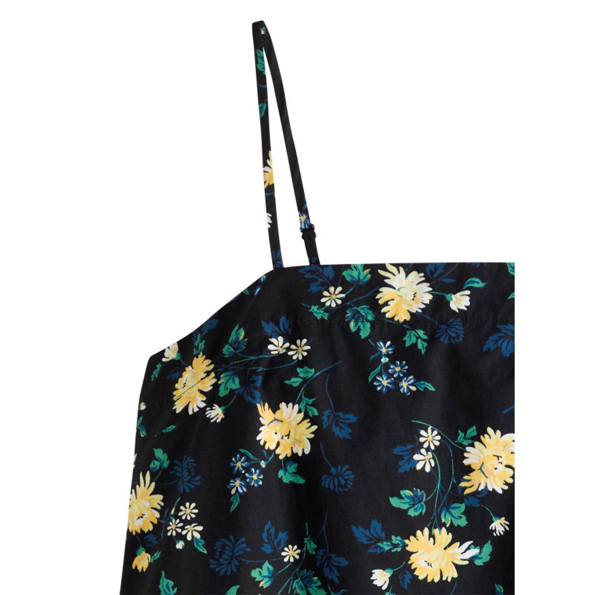 Robe longue en coton noire floral avec une coupe droite et des bretelles noir, LEVI'S