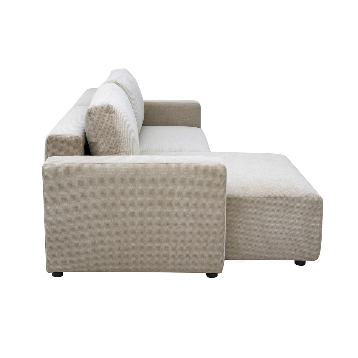Canapé d'angle convertible réversible avec coffre 3-4 places en tissu chenille beige NESTO beige, MILIBOO