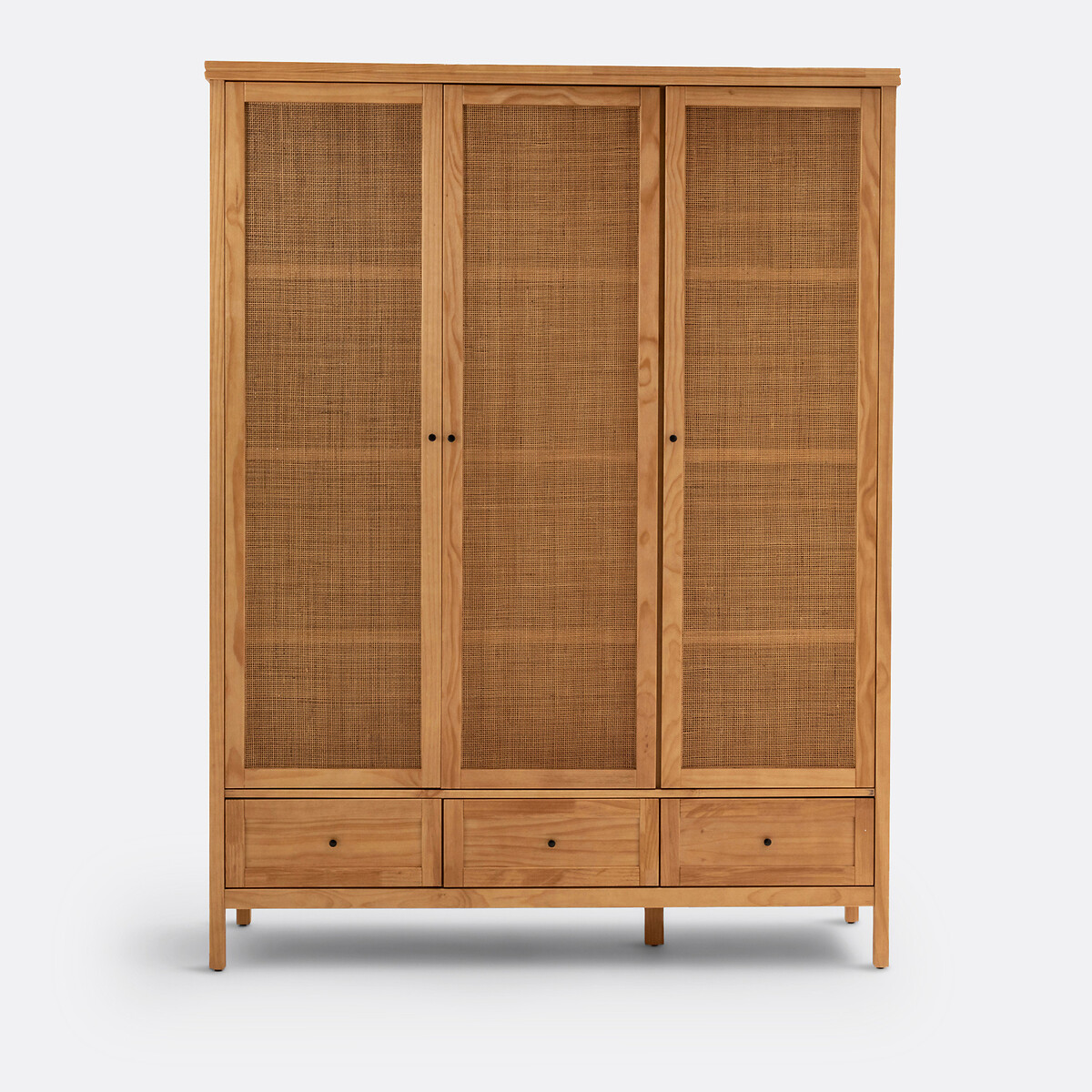 Armoire 3 portes pin massif et cannage, Gabin naturel, LA REDOUTE INTERIEURS