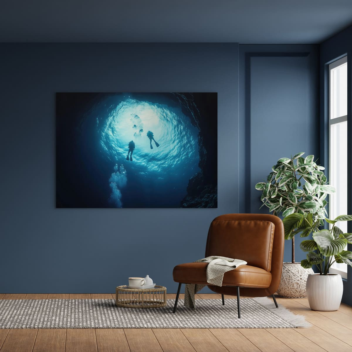 Tableau Mural Plongée Sous-marine MER tableau en verre synthétique, CEANOTHE