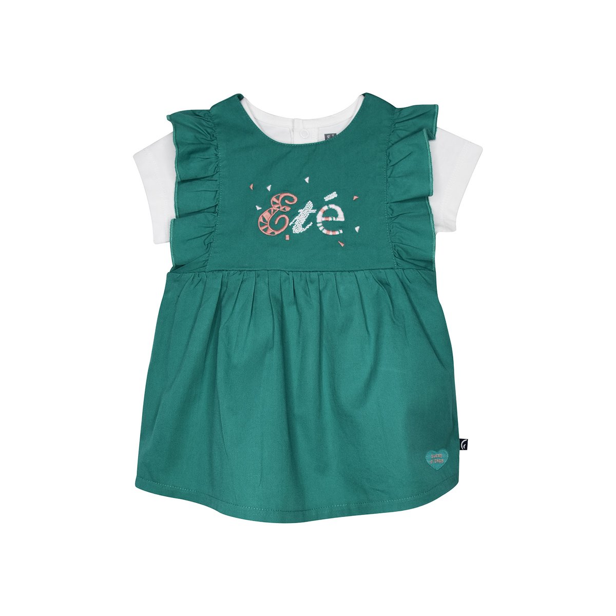 Tshirt robe linette twill bebe vert, SUCRE D'ORGE