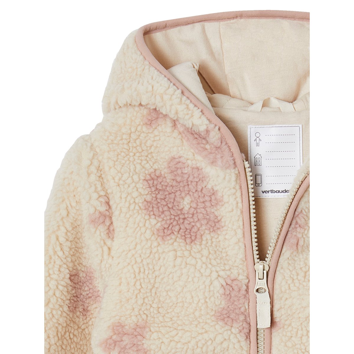 Veste sherpa motifs vanille, VERTBAUDET