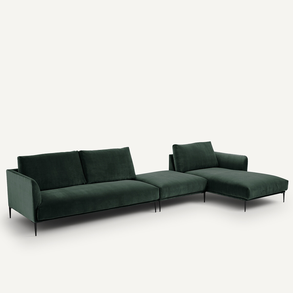 Chaiselongue aus Samt, Oscar, Design Emmanuel Gallina khaki, AM.PM X EMMANUEL GALLINA