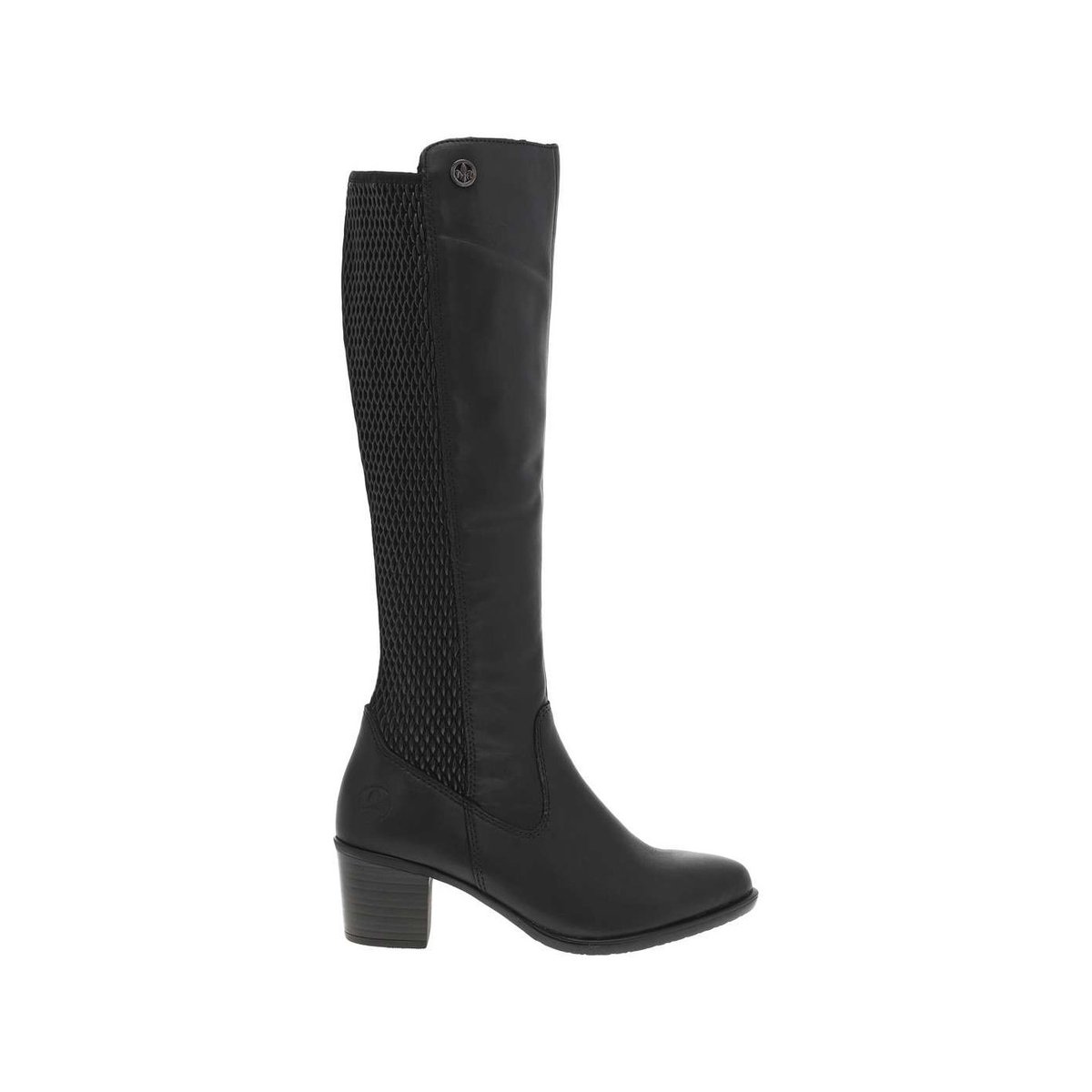 Bottes bi-matières en cuir noir à semelle à talon décroché moyen noir, RIEKER