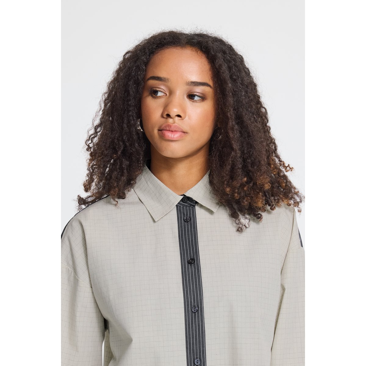 Chemise à manches longues gris small check, ICHI
