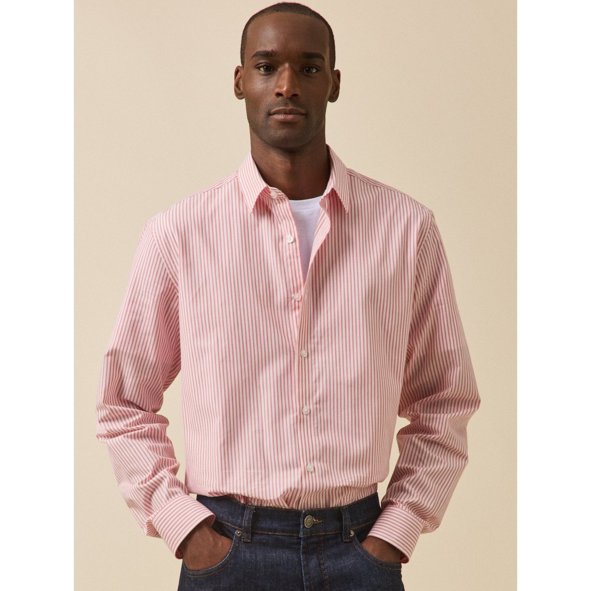 Chemise rayée  coupe contemporaine rayure rose, CYRILLUS