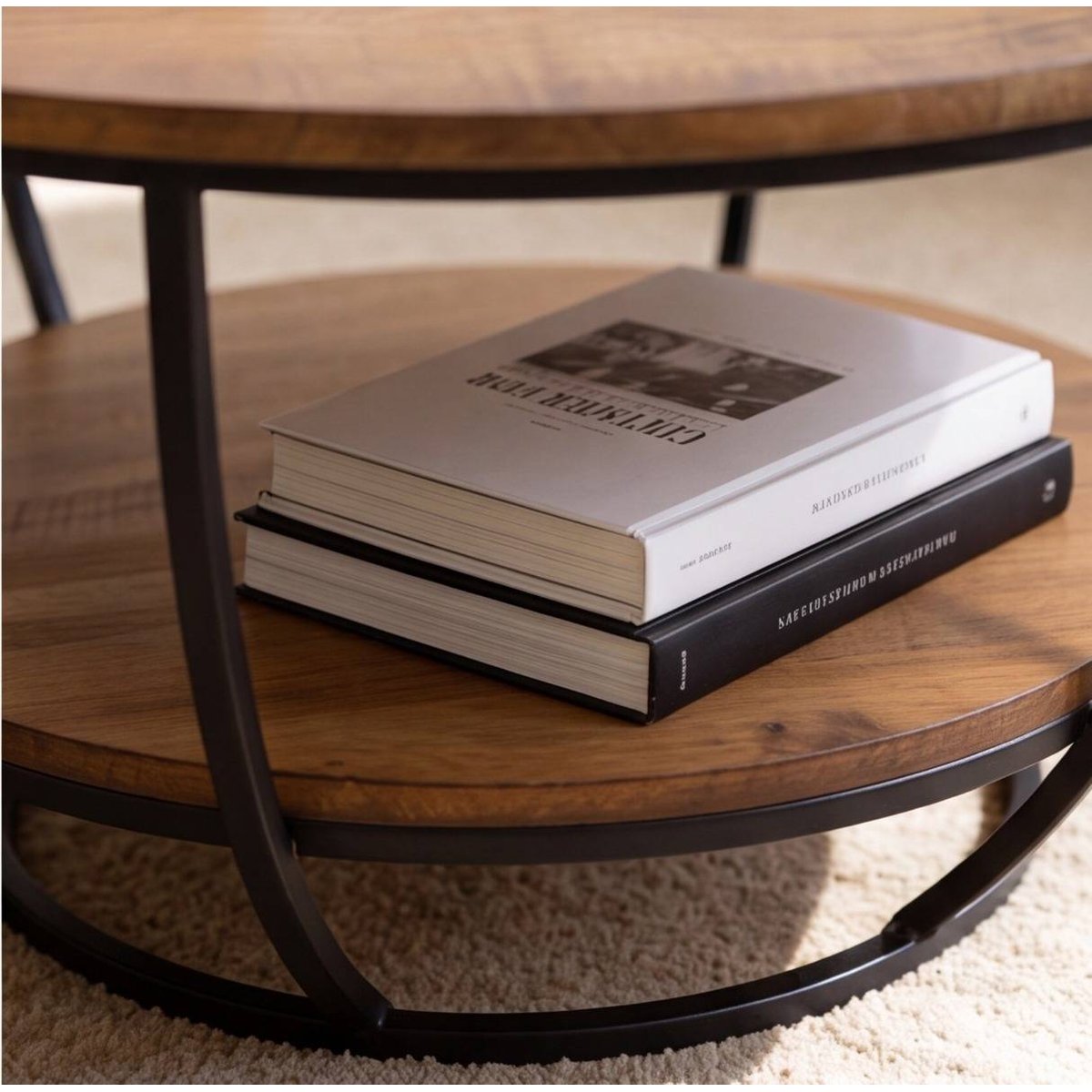 Table basse en métal ronde RITA noir, MADE IN MEUBLES