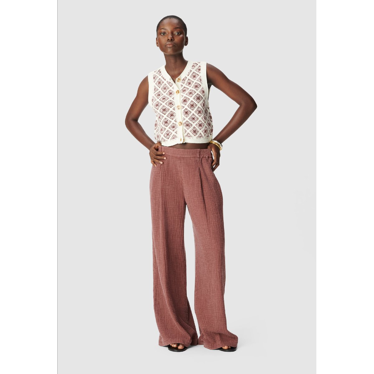 Pantalon large gaze de coton magnum, IKKS