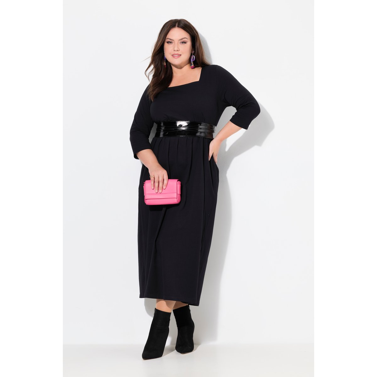 Robe évasée en jersey noir, ULLA POPKEN