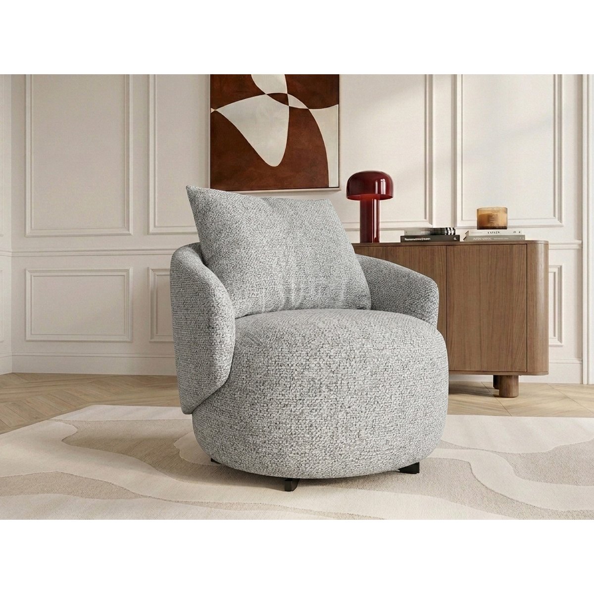 Fauteuil tissu chiné, LEXIE gris, BOBOCHIC