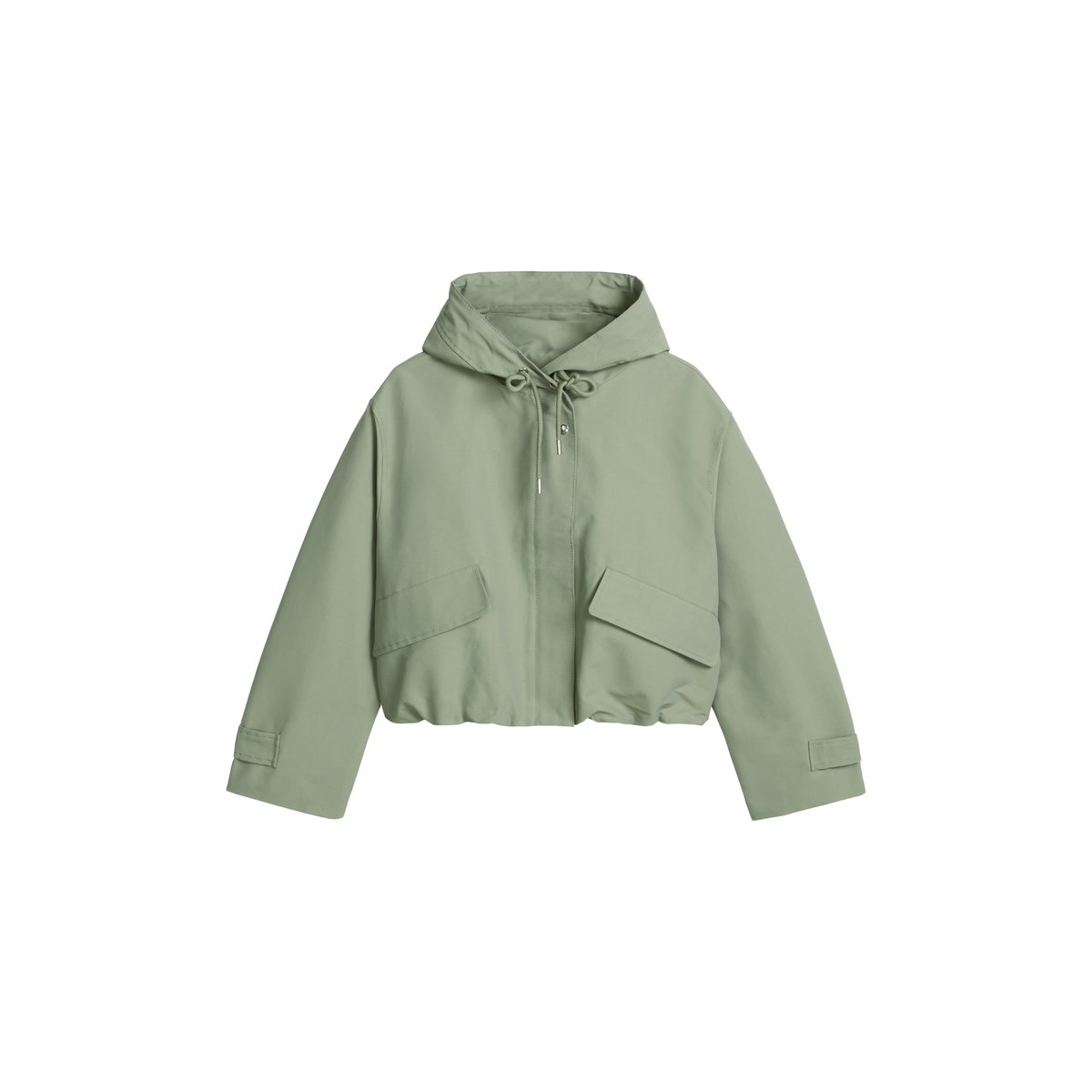 Veste en toile avec capuche relaxed en mélange de coton et de nylon vert clair, MARC O'POLO