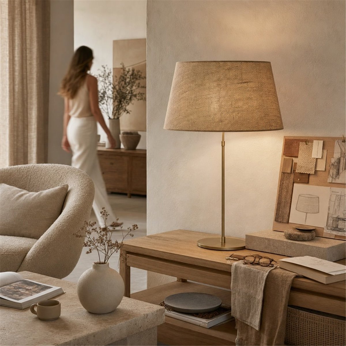 Abat-jour en toile de sac brun, RECOLLECTION