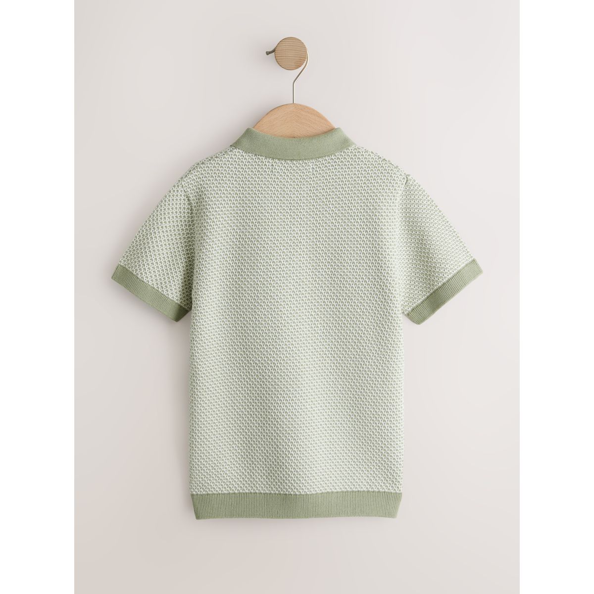 Polo en maille texturée avec col à pressions vert, NEXT