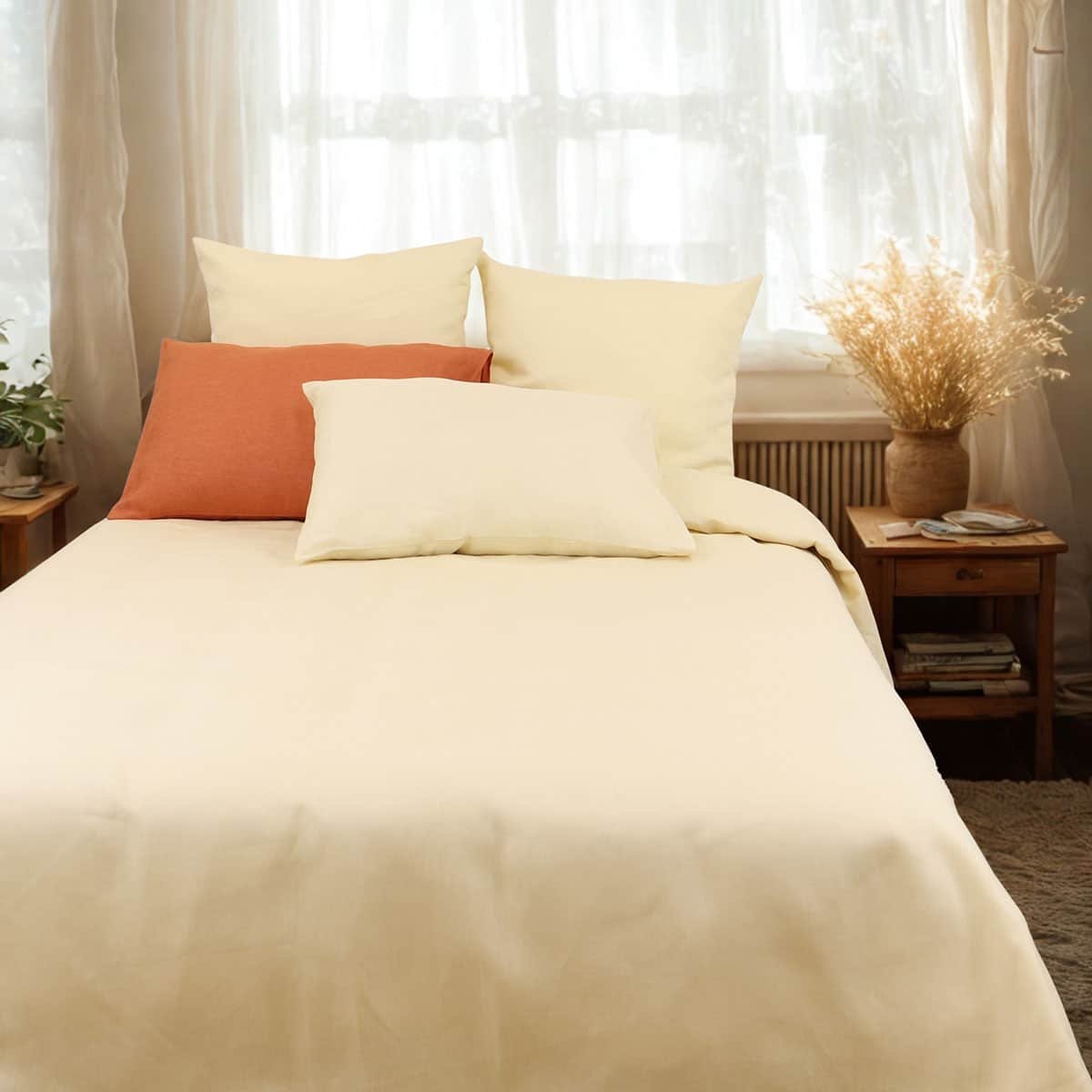 Parure housse de couette 100% lin PRESTIGE crème, LINANDELLE