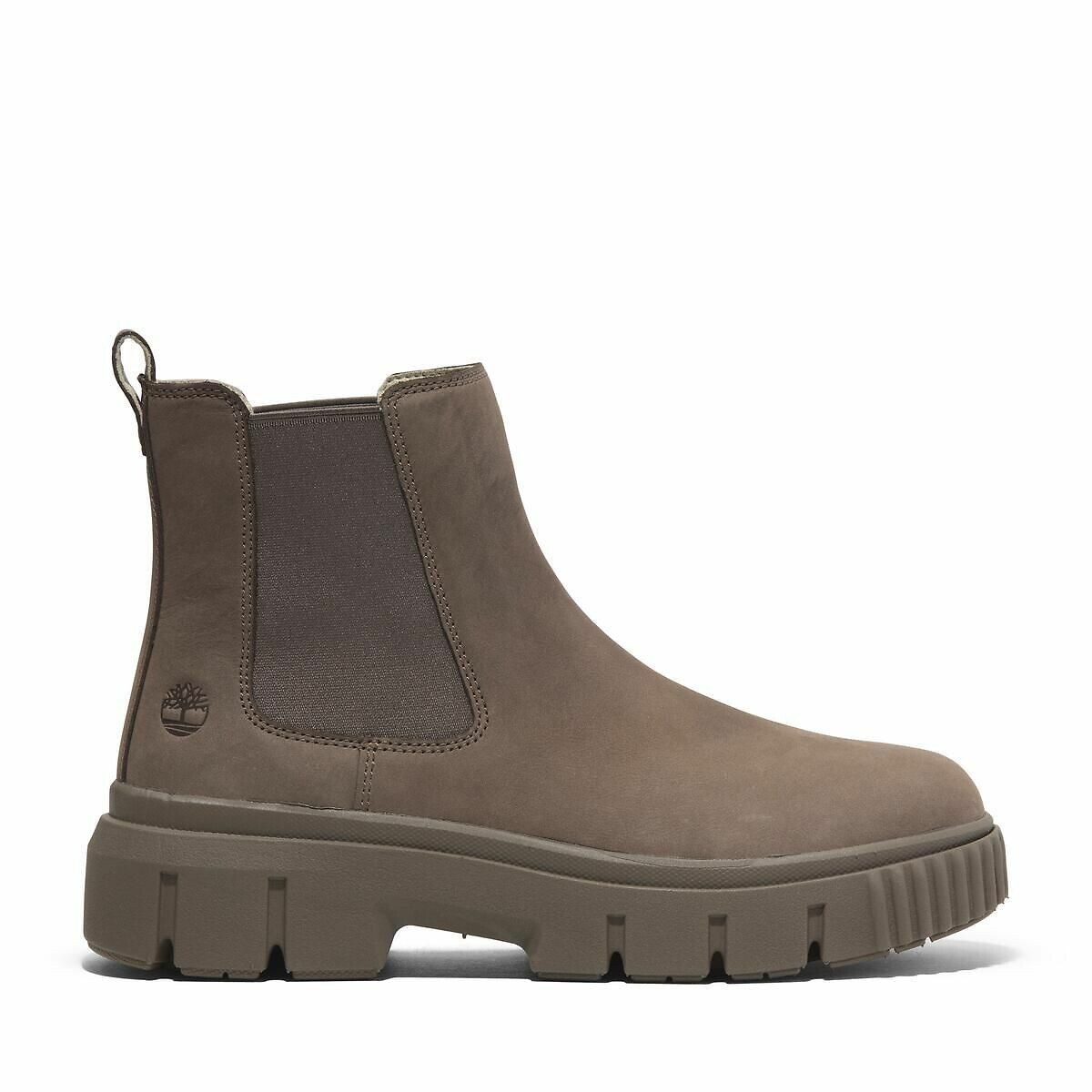 Boots en nubuck talon plat marron, TIMBERLAND