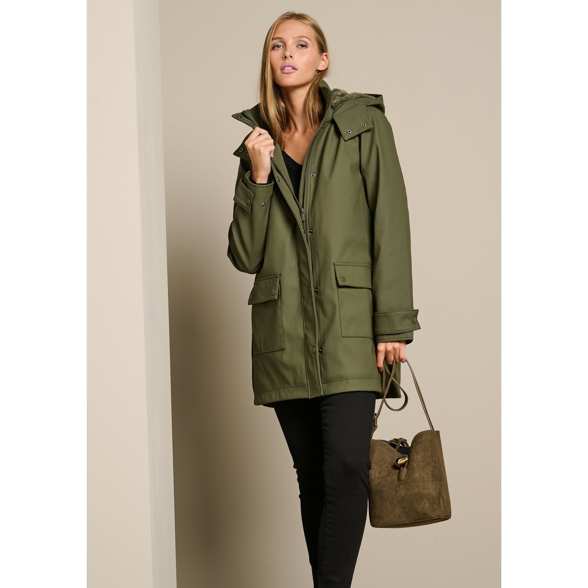 Parka doublée à capuche khaki, LOLALIZA