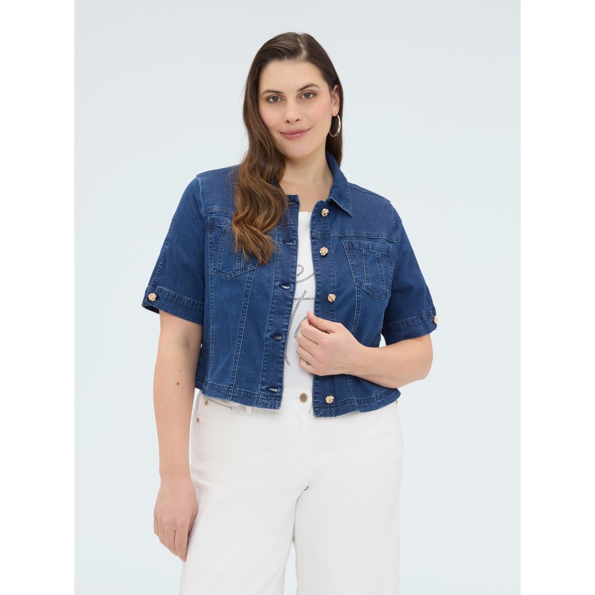 Veste manches courtes bleu, FIORELLA RUBINO