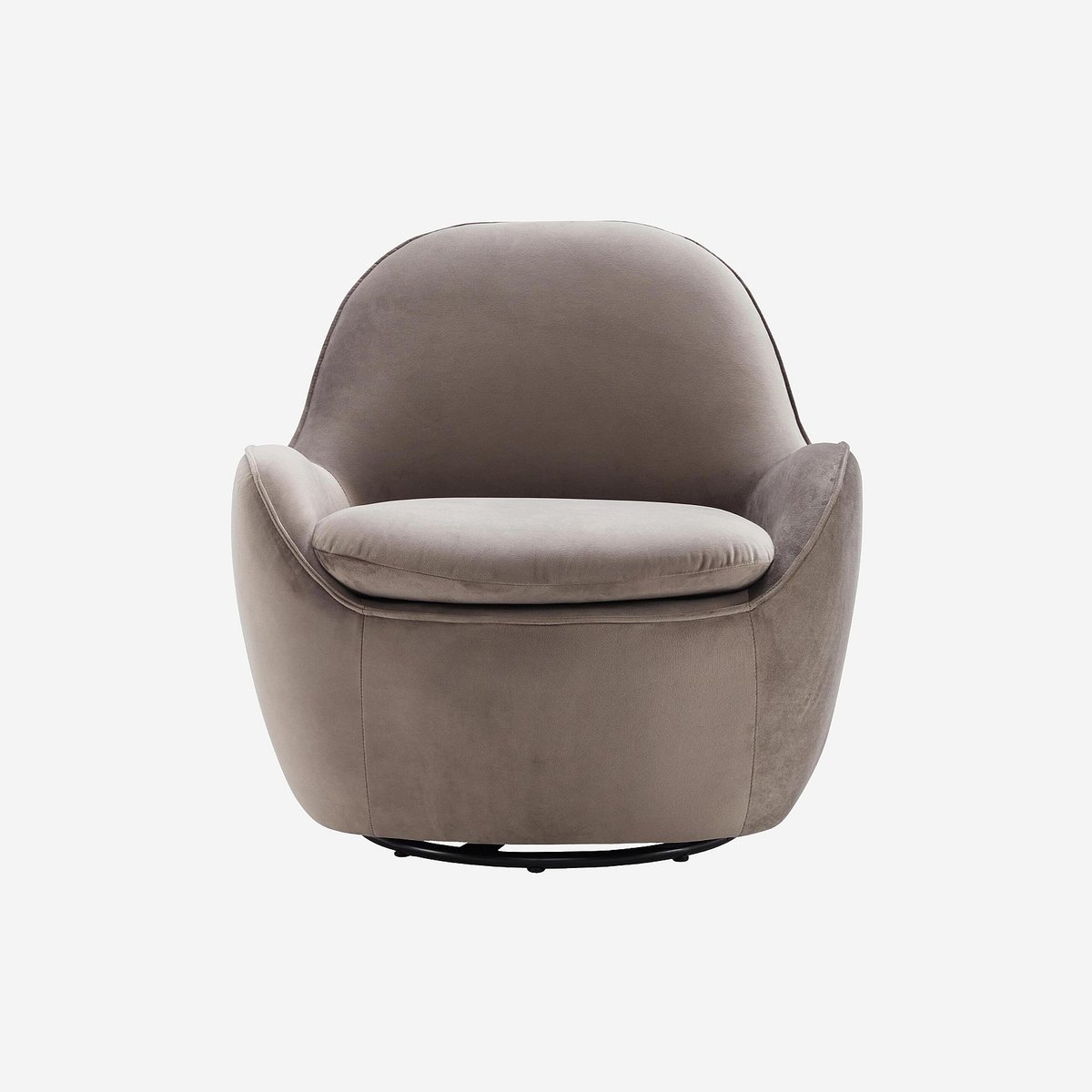 Fauteuil droit velours BOCA gris, taupe, HABITAT