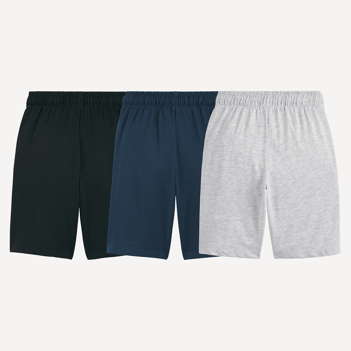 Lot de pyjashorts coton noir + gris + marine, LA REDOUTE COLLECTIONS