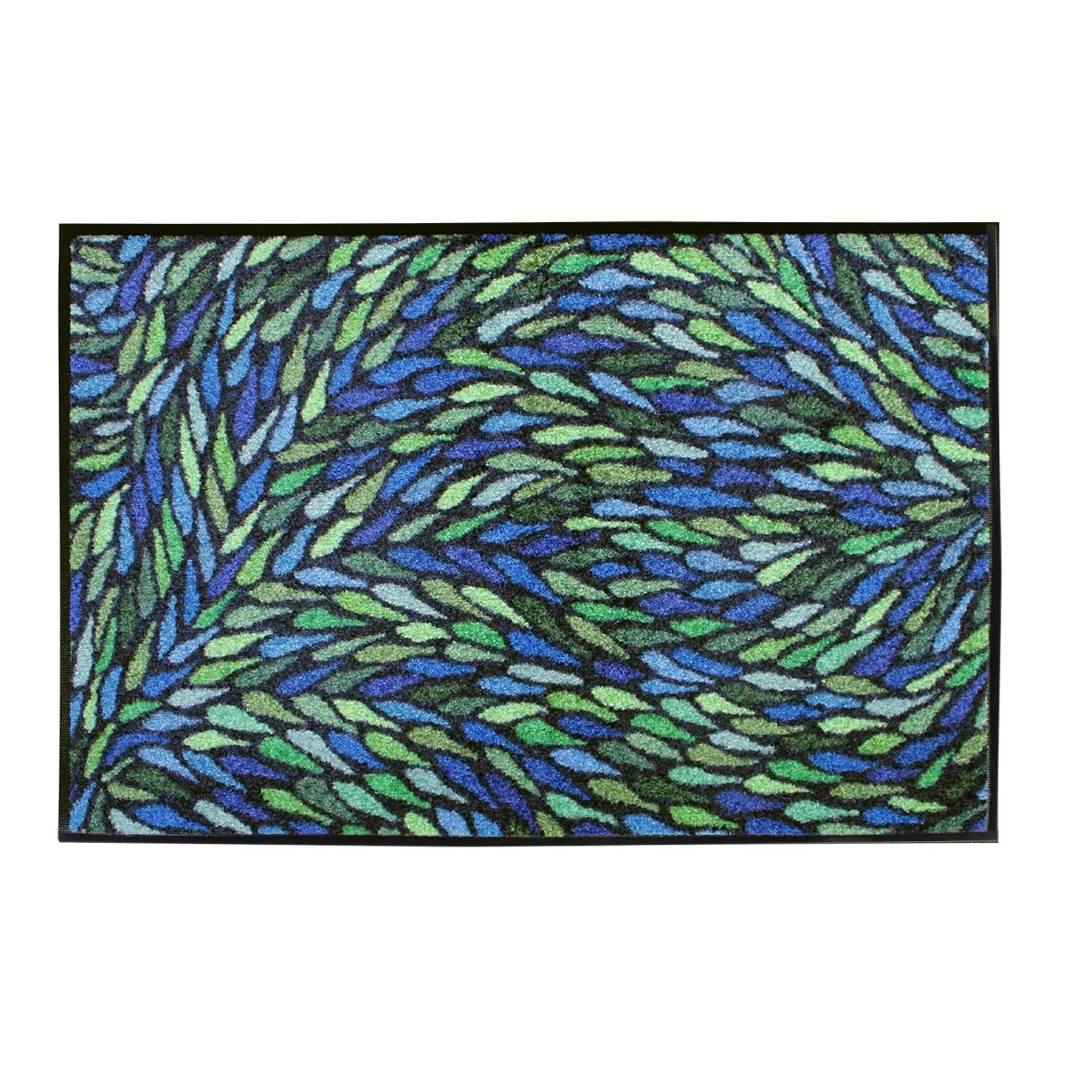 Tapis decor caoutchouc & nylon GOUTTES bleu, GARNIER THIEBAUT