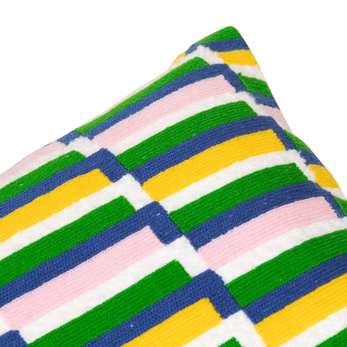Coussin déhoussable en coton brodé DISSO multicolore, ATMOSPHERA