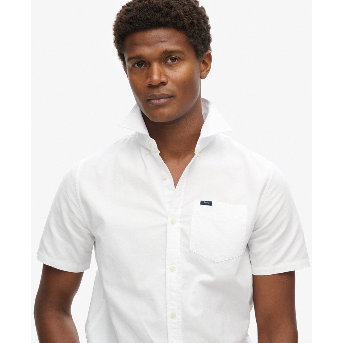 Chemise Oxford à manches courtes optic, SUPERDRY