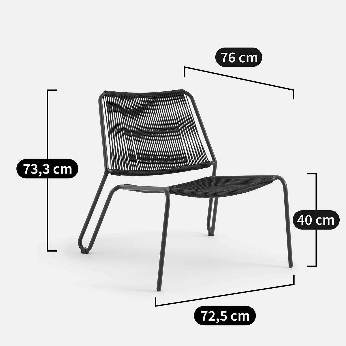 Fauteuil bas de jardin, en corde tressée, MASIX kaki, LA REDOUTE INTERIEURS