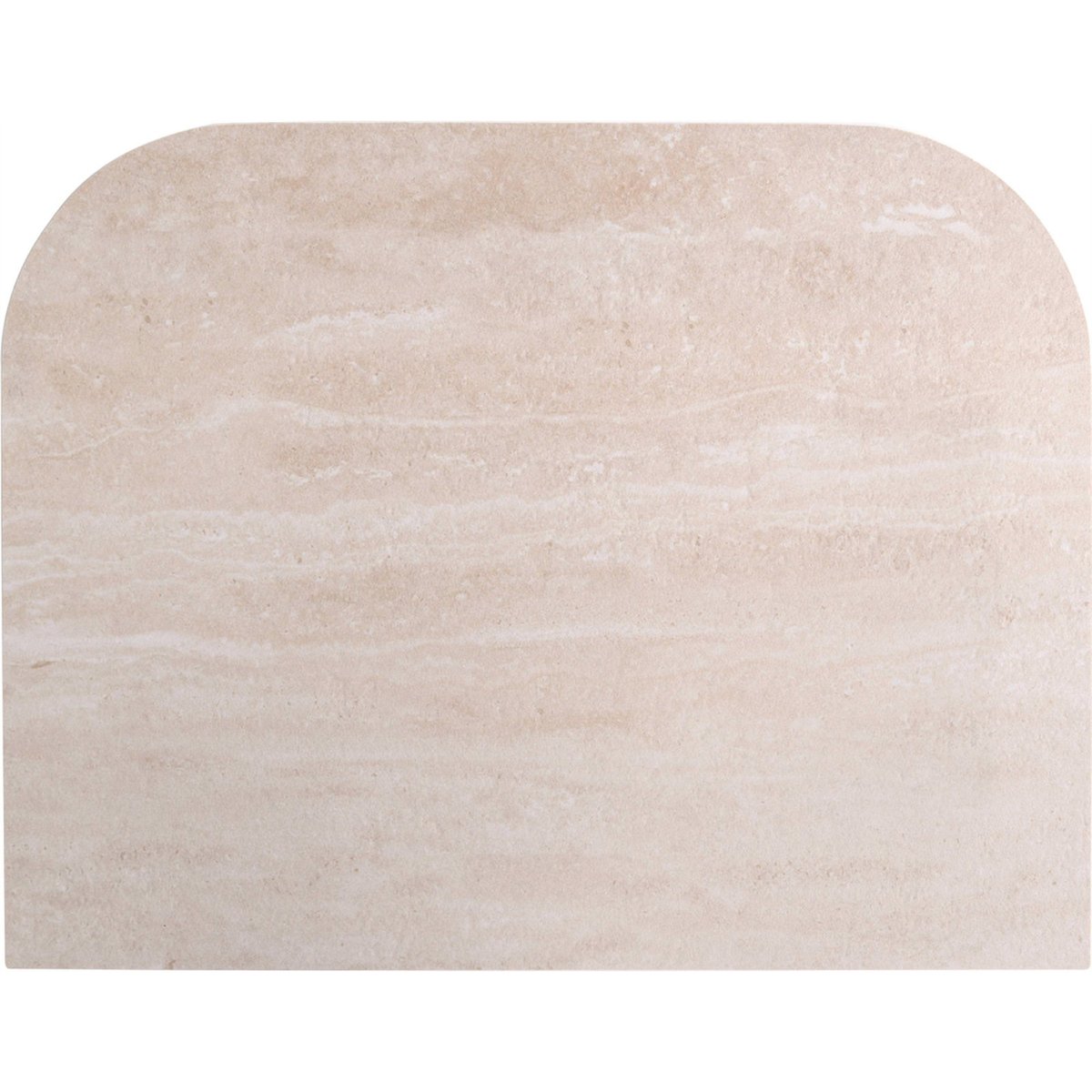 Table de chevet ronde bois et travertin NANDO marron foncé et beige travertin, RECOLLECTION