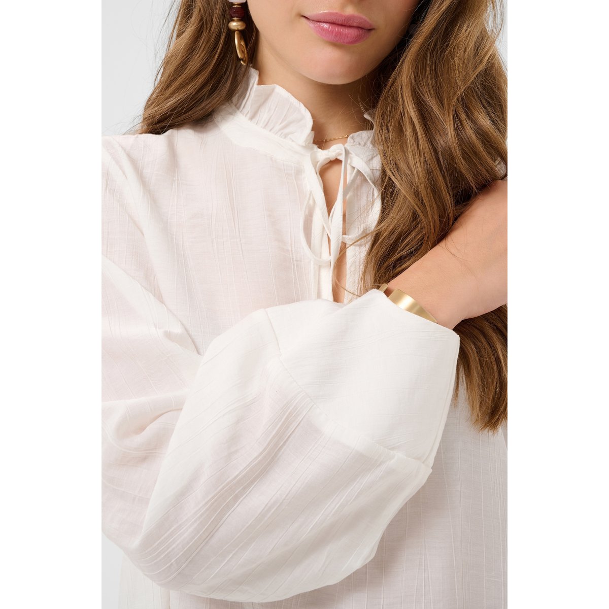 Blouse à manches longues blanc snow white, CREAM