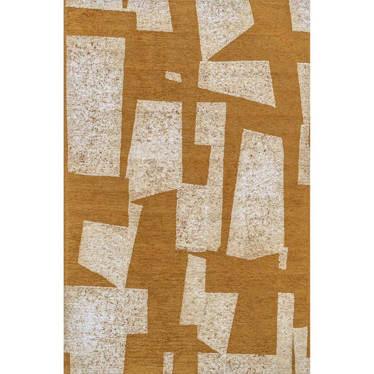 Tapis intérieur et extérieur jacquard, SKIP jaune ocre et beige sable, RECOLLECTION