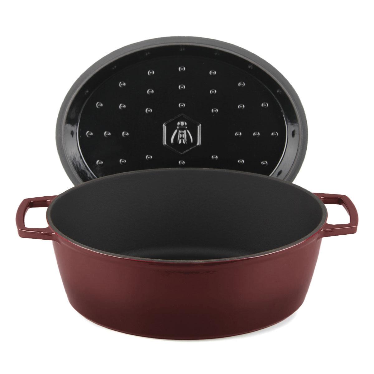 Cocotte en fonte ovale 33cm - "Masseiron Merlot" couleur unique, LAGUIOLE CUISSON