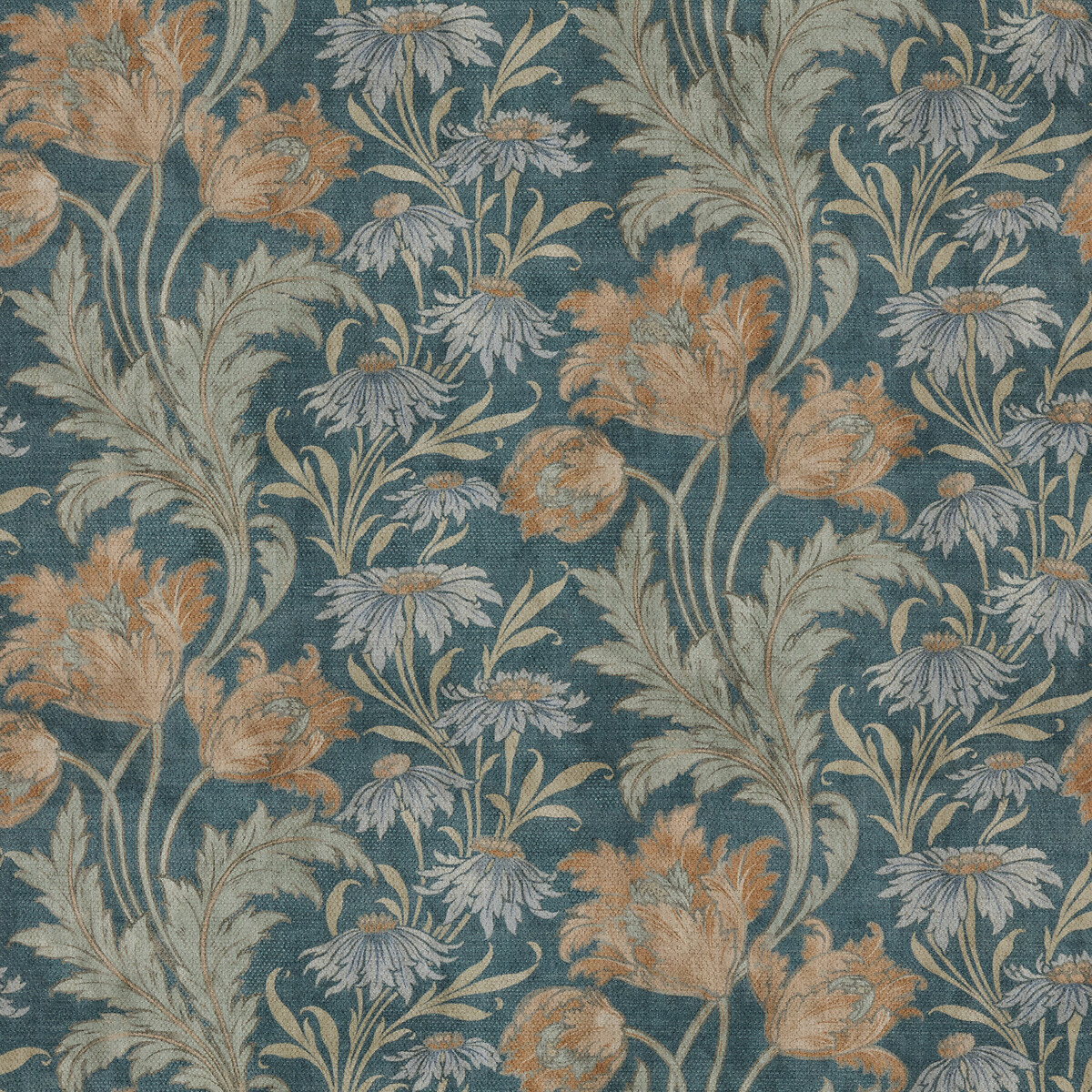 Emeline Floral Chenille 3 Seater Sofa with Oak Feet blue/floral print, ÉDITÉ